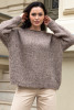 CLASSIC SWEATER MADE FROM UNDYED ALPACA WOOL AND MACO COTTON F1743 color Mocca