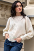 Light seamless alpaca wool sweater F1732 color Ecru