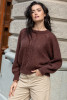 Light seamless alpaca wool sweater F1732 color Choco