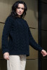 Warm sweater with a cable knit neckline F1747 color Black