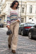 Light oversized striped sweater F1311