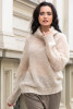 SEAMLESS OVERSIZED SWEATER WITH TURTLENECK AND ROLLED CUFFS MADE FROM ALPACA WOOL F1750 color Beige