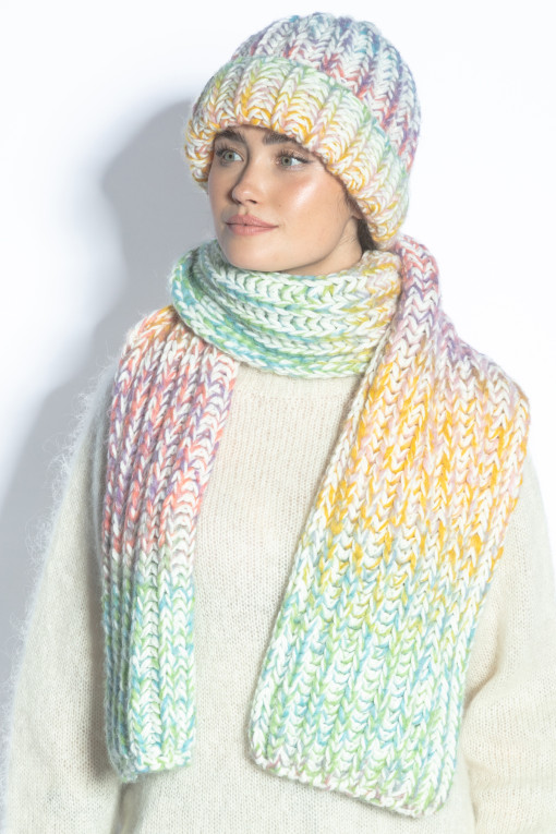 WOOL HAT AND SCARF SET WITH A CHUNKY KNIT F1766