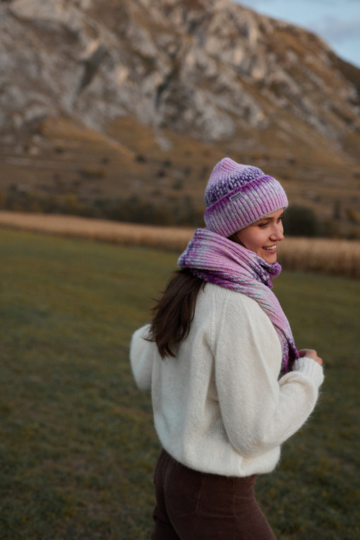 COLORFUL ALPACA WOOL HAT AND SCARF SET F1758