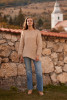 Seamless Oversized Premium Sweater Made from Undyed Alpaca Wool F1777 color Beige