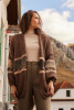 Loose elegant striped cardigan  F1310 color Espresso