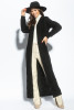 Long braided knit cardigan with hood, F1080 color Black