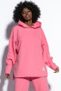 Loose knitted hoodie and slits F1416 color SweetPink