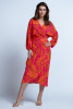 Midi wrap dress with a pattern F1691 color Coral