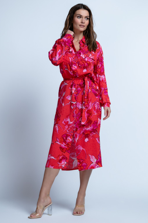 Shirt dress midi made of viscose F1694