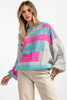 Kolorowy casualowy sweter z wełny F1895 Kolor SweetPink