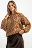 Sweter Leopard z wełny kid moher F1900 color Brown