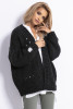 Oversized cardigan with lace pattern F779 black