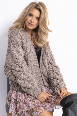 Cardigan CHUNKY KNIT F800 mocca