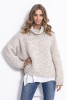 Loose sweater with a wide turtleneck F811 beige melange