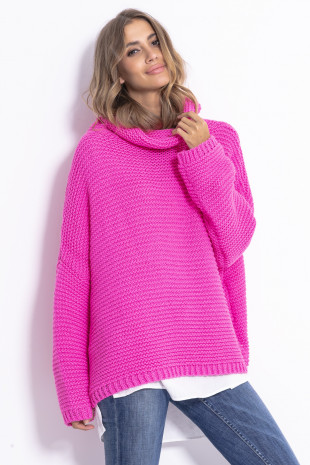 Loose sweater with a wide turtleneck F811 sweetpink