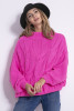 Oversized Aran pattern sweater F840 sweetpink