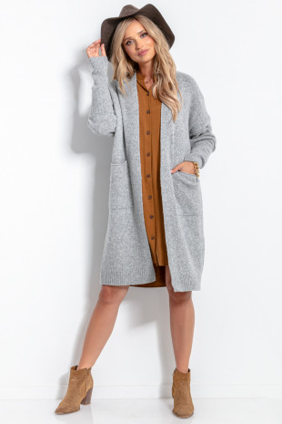 Woolen classic cardigan with pockets F1059 grey