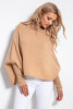 Woolen sweater with a loose fit F1053 carmel