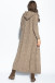 Long braided knit cardigan with hood, F1080 mocca