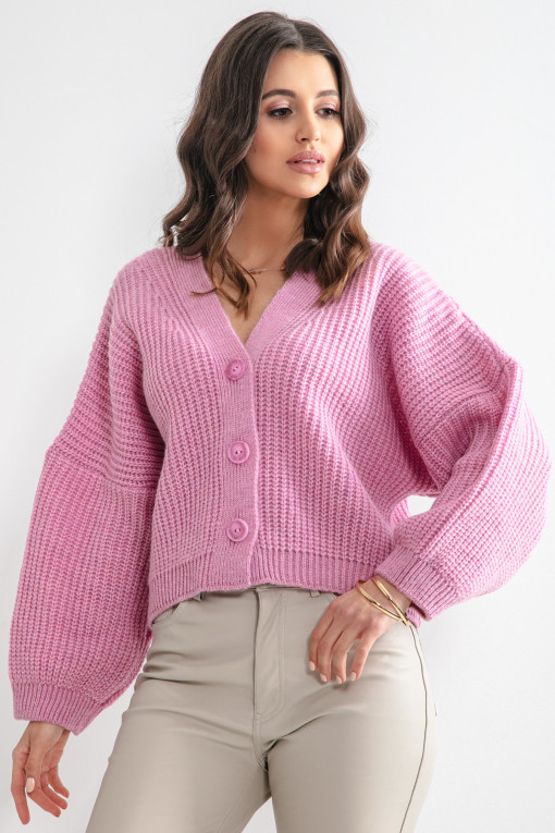 Short-style cardigan with buttons F1158 pink