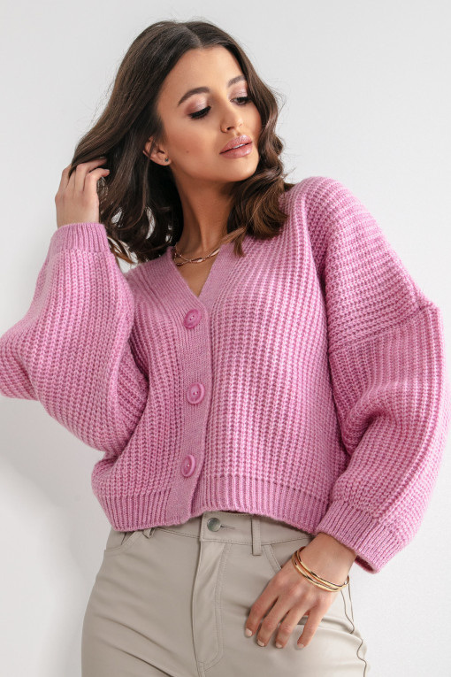 Short-style cardigan with buttons F1158 pink