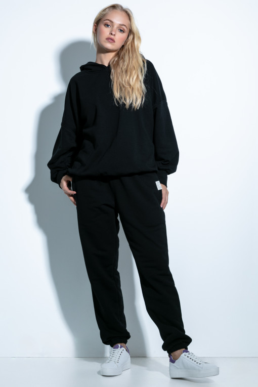 Loose tracksuit set hoodie and pants F1186 black