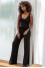 Knitted set simple pants with slits and spaghetti strap top F1242 black