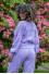 Knitted summer set long pants, buttoned cardigan, and top with pattern F1245 purple