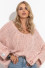 Loose sweater with a neckline F1256 pinkpowder