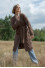 Long woolen cardigan with decorative chunky knit F1261 espresso