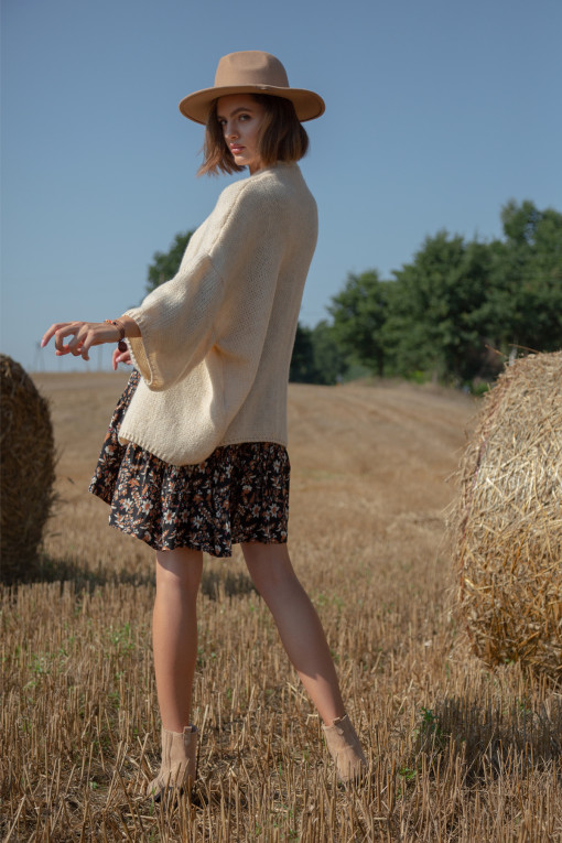 Loose short cardigan F1278 beige