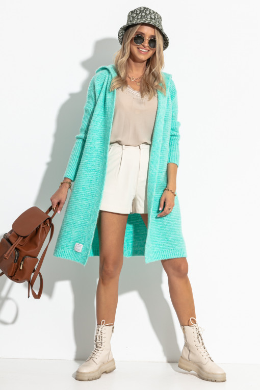 Loose cardigan with a hood F1284 green