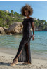 Openwork set of blouse and long skirt with fly F1464 black