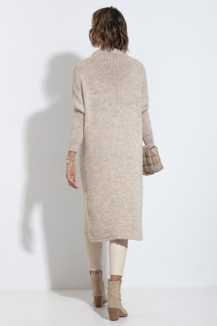 Long sweater with a slit F1515 beige