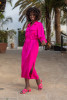 Long shirt dress with a belt F1657 amaranth