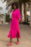 Long shirt dress with a belt F1657 amaranth