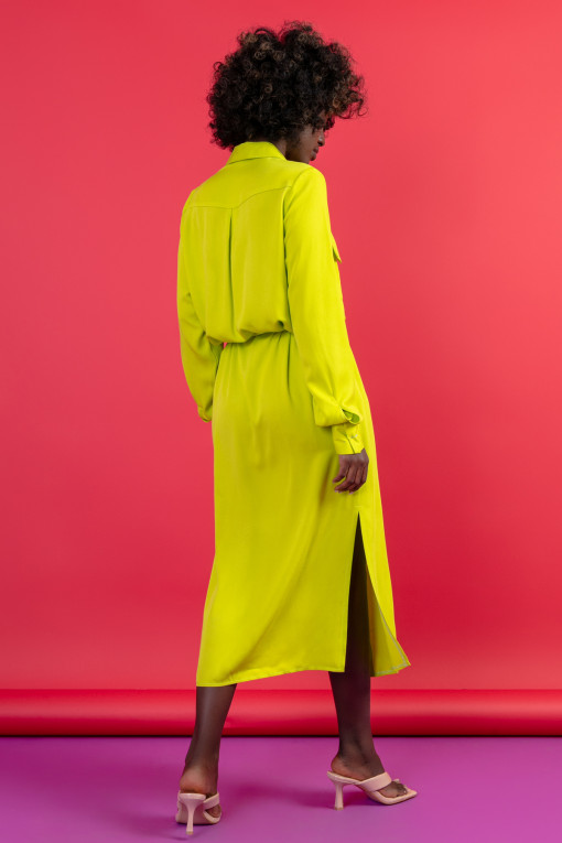 Long shirt dress with a belt F1657 lime