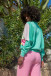 Colorful oversized cotton cardigan F1645 mint