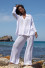 Cotton openwork set with buttoned shirt and long pants F1682 white