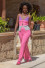 Colorful set with distressed details: top and long pants F1683 pink