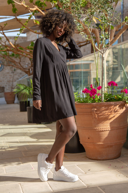 Short wrap dress made of viscose F1693 black