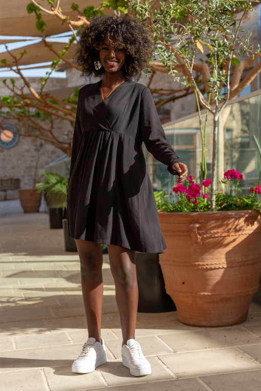 Short wrap dress made of viscose F1693 black