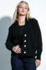 Classic, simple woolen cardigan buttoned with buttons F1710 black