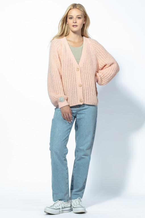 Classic Buttoned Short Cardigan F1733 pinkpowder