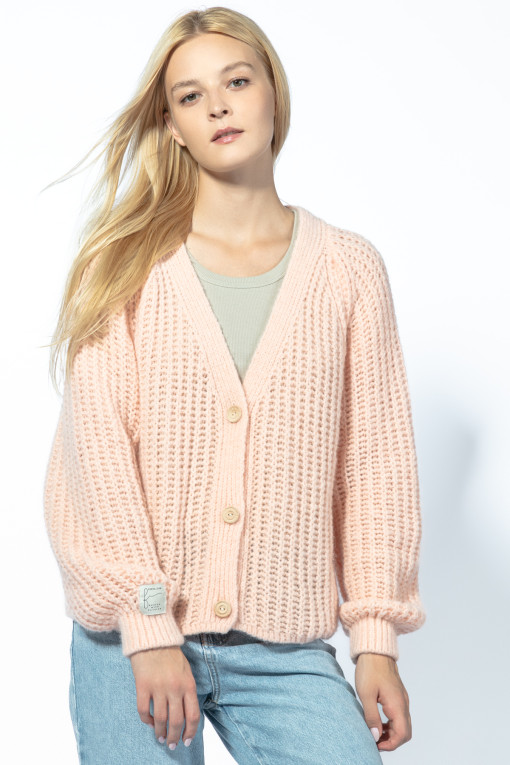 Classic Buttoned Short Cardigan F1733 pinkpowder