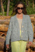 Classic Buttoned Cardigan with Cable Knit Pattern F1726 grey