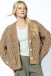 Classic Buttoned Cardigan with Cable Knit Pattern F1726 carmel