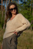 Classic sweater made from undyed alpaca wool and Maco cotton F1740 beige