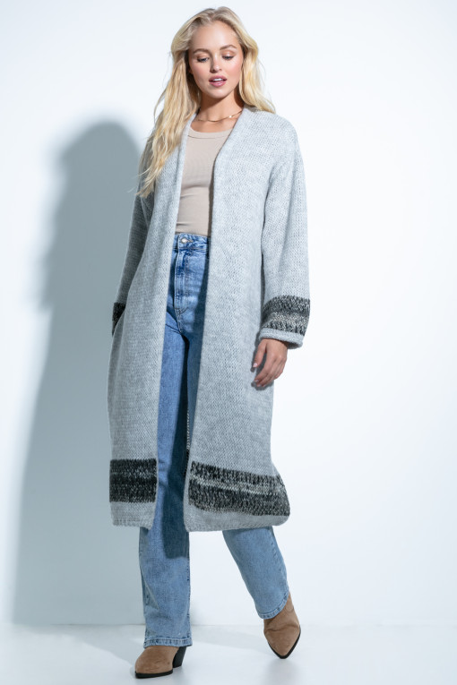 Long cardigan F1707 grey